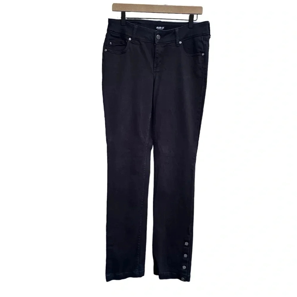 Allen B. By Allen Schwartz Straight Leg Snap Detail Jeans in Charcoal Size 8